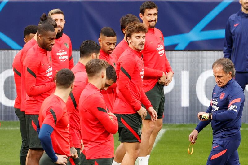 Atletico Madrid players attend a training session at Wanda Metropolitano. EPA