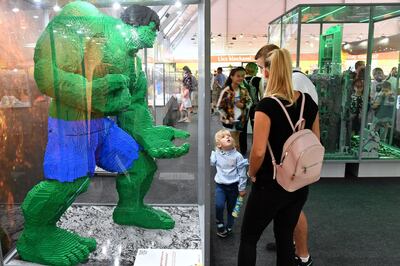epa06970824 A figure of superhero comic character Hulk is on display at a Lego Exhibition in Szczecin, Poland, 25 August 2018. The Lego exhibition runs until 21 October 2018.  EPA/Marcin Bielecki POLAND OUT