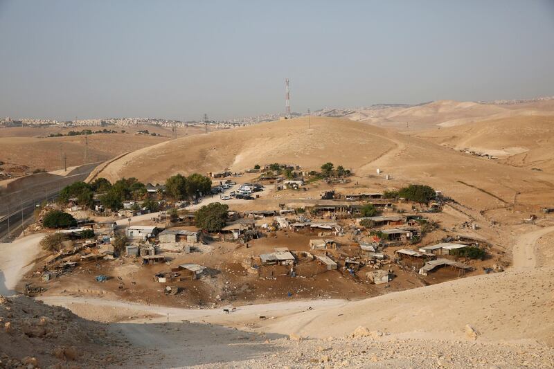 West Bank hamlet of Khan al-Ahmar. Israeli forces have dismantled five corrugated metal shacks that had been set up by Palestinian activists protesting the anticipated razing of a nearby West Bank hamlet. Protest leader Abdullah Abu Rahmeh says about 200 soldiers converged on the area of the Khan al-Ahmar encampment before dawn on Thursday, dismantled the shacks and loaded the parts onto trucks. AP Photo