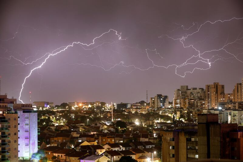 Lightning strikes over the coastal city of Ashkelon, Israel. Reuters