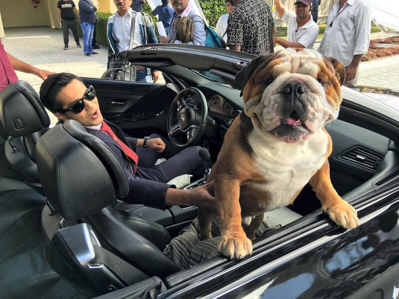 Maximus with Varun Dhawan cruising around the 'Dishoom' set. Courtesy Katherine Cebrowski