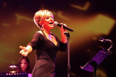Iranian singer Googoosh performs on stage at Dubai Media City Amphitheatre in 2008. Paulo Vecina/ The National 