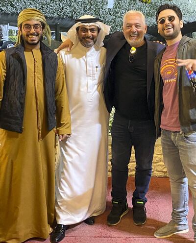 
Emirati Mansoor Al Marzooqi (extreme left) with his father Mohamed Al Marzooqi with Israeli businessman Patrick Assuline and his son Dimitri when the family got together in Dubai. Courtesy: Al Marzooqi family. 
