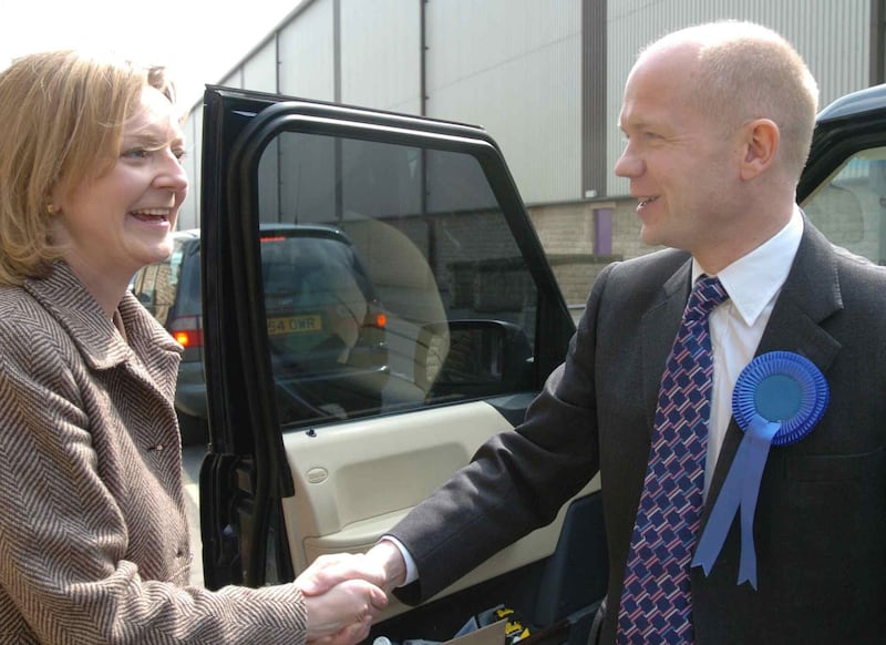 Former Conservative Leader William Hague meeting conservative candidate for Calder valley Ms Truss, during the General Election Campaign for 2005. PA