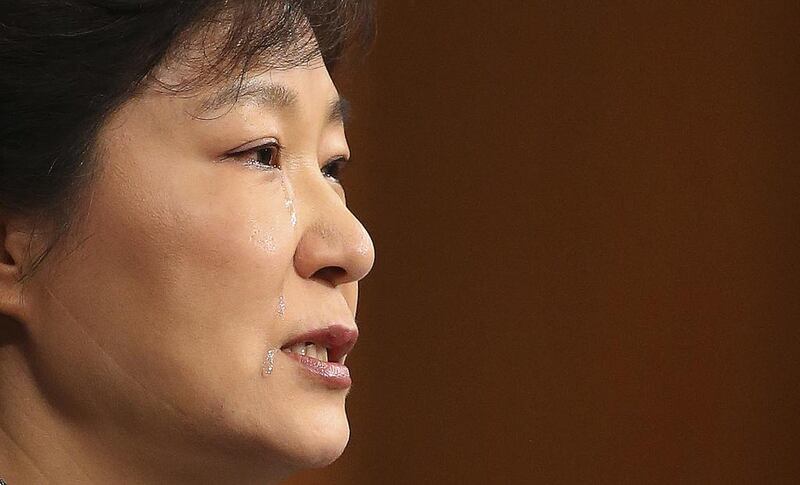 In a televised address to the nation on Monday, South Korean president Park Geun-hye wept openly, accepting responsibility for the disaster and twice bowed deeply in a display of contrition. Ahn Jeong-won / Reuters