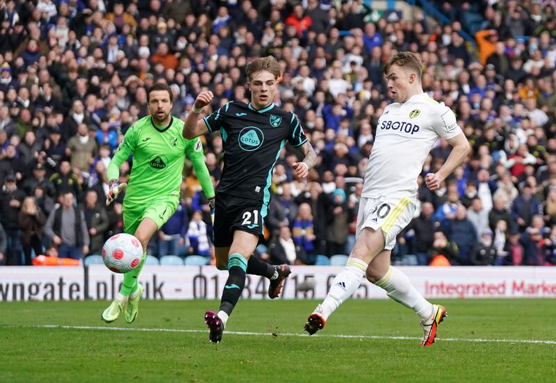 Leeds United 2 (Rodrigo 14', Gelhardt 90+4') Norwich City 1 (McLean 90+1'). Leeds secured their first win under manager Jesse Marsch when substitute Joe Gelhardt  - on the pitch for less than two minutes - scored the winner against the rock-botton Canaries. PA