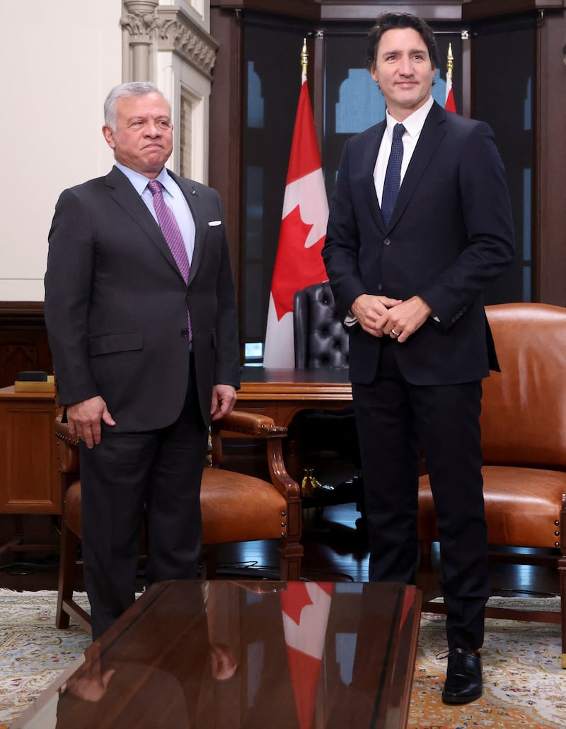 Mr Trudeau hosts King Abdullah. Reuters