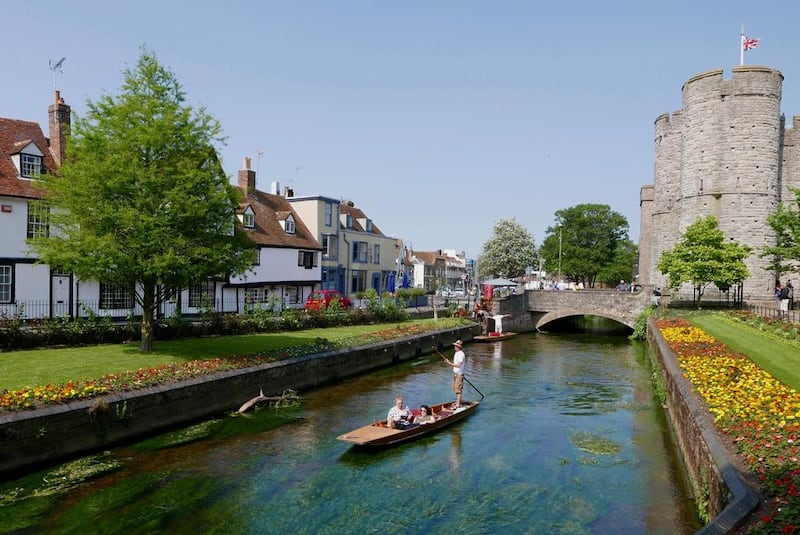 Punting along the Great Stour River through Westgate Gardens in Canterbury, which is famed for its cathedral. Adam Batterbee