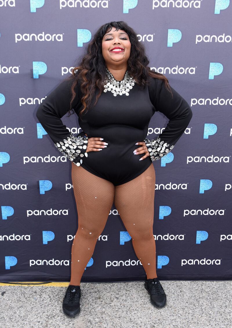Lizzo in a black, long-sleeved body suit with silver embellishments for the Pandora at SXSW 2017 on March 16, 2017, in Austin, Texas. Getty Images