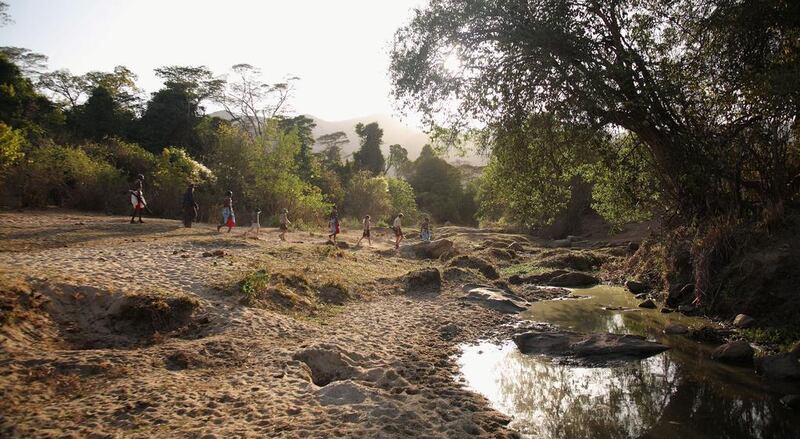 The family forest walk safari at Kitich Camp in Kenya.