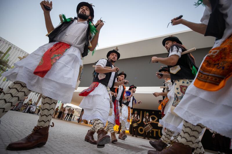 Pauliteiros de Miranda, a traditional Portuguese dance, at the Portugal pavilion. Photo: Expo 2020 Dubai