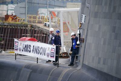 HMS Anson docked at BAE systems in Barrow-in-Furness before it is officially commissioned into the Royal Navy, as the UK's newest Astute-Class attack submarine last week. PA Wire