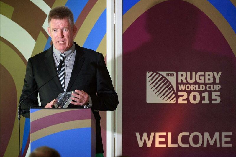 Fiji coach John McKee shown speaking during the team's wlecoming at Hampton Court Palace in London last Thursday ahead of Friday's opener to the 2015 Rugby World Cup against England. Leon Neal / AFP / September 10, 2015  