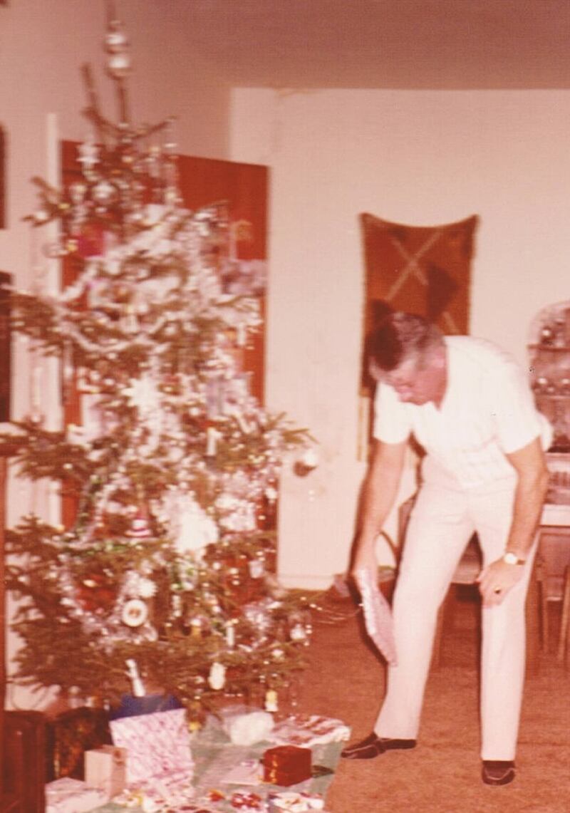 John Jacobs celebrating Christmas in Sharjah at point from 1976 to 1983. Mr Jacobs, from the Netherlands, said he, along with his wife and three children, created a real christmas ambiance in their house. Photo: Truus Jacobs