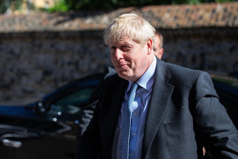 LONDON, ENGLAND - JULY 16: Conservative leadership candidate, Boris Johnson is seen arriving at a Westminster address on July 16, 2019 in London, England. Johnson is currently immersed in controversy over his historical comments made about Muslims. (Photo by Luke Dray/Getty Images)