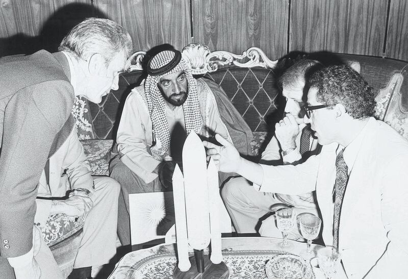 Sheikh Zayed meets the Apollo 17 astronauts in 1976.