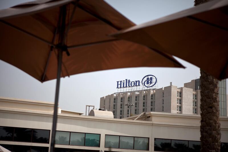 Abu Dhabi, United Arab Emirates, August 16, 2012:  
View of the hotel from the Hiltonia Beach Club, which is adjacent to the Hilton Abu Dhabi hotel, as seen on Thursday, August 15, 2012, at the hotel's Corniche Road location in Abu Dhabi. (Silvia Razgova / The National)


