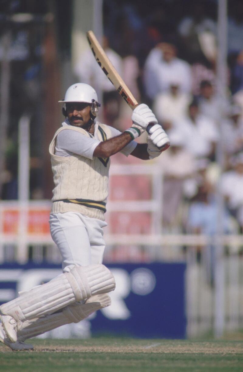 Javed Miandad of Pakistan during a match in the Sharjah Cricket Association Stadium, 1987. (Photo by Chris Cole/Getty Images)