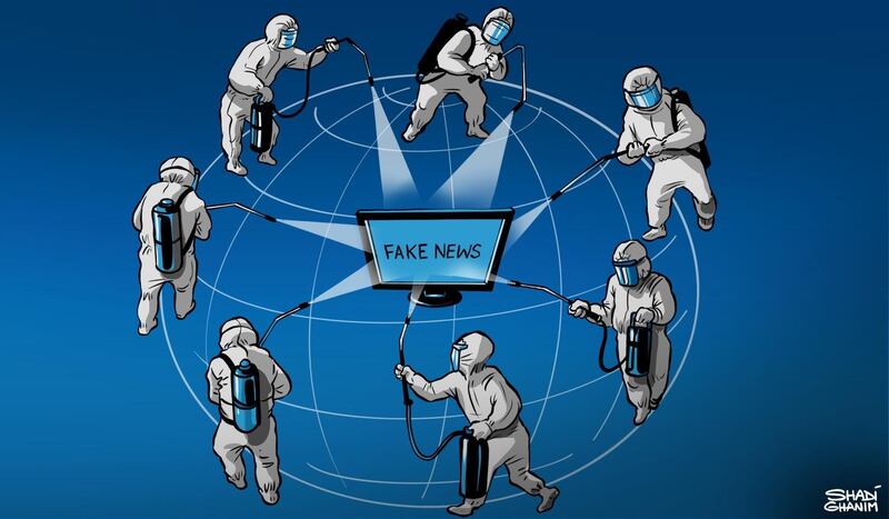 Our cartoonist Shadi Ghanim's take on the spread of fake news and information about Covid-19