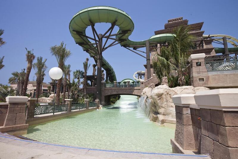 To check the rides for any problems, the park management had Atlantis resort staff test them.