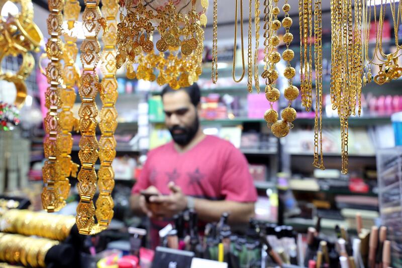 Abu Dhabi, United Arab Emirates - May 05, 2019: Gold on sale at Bani Yas Mall before Ramadan begins. Sunday the 5th of May 2019. Bani Yas, Abu Dhabi. Chris Whiteoak / The National