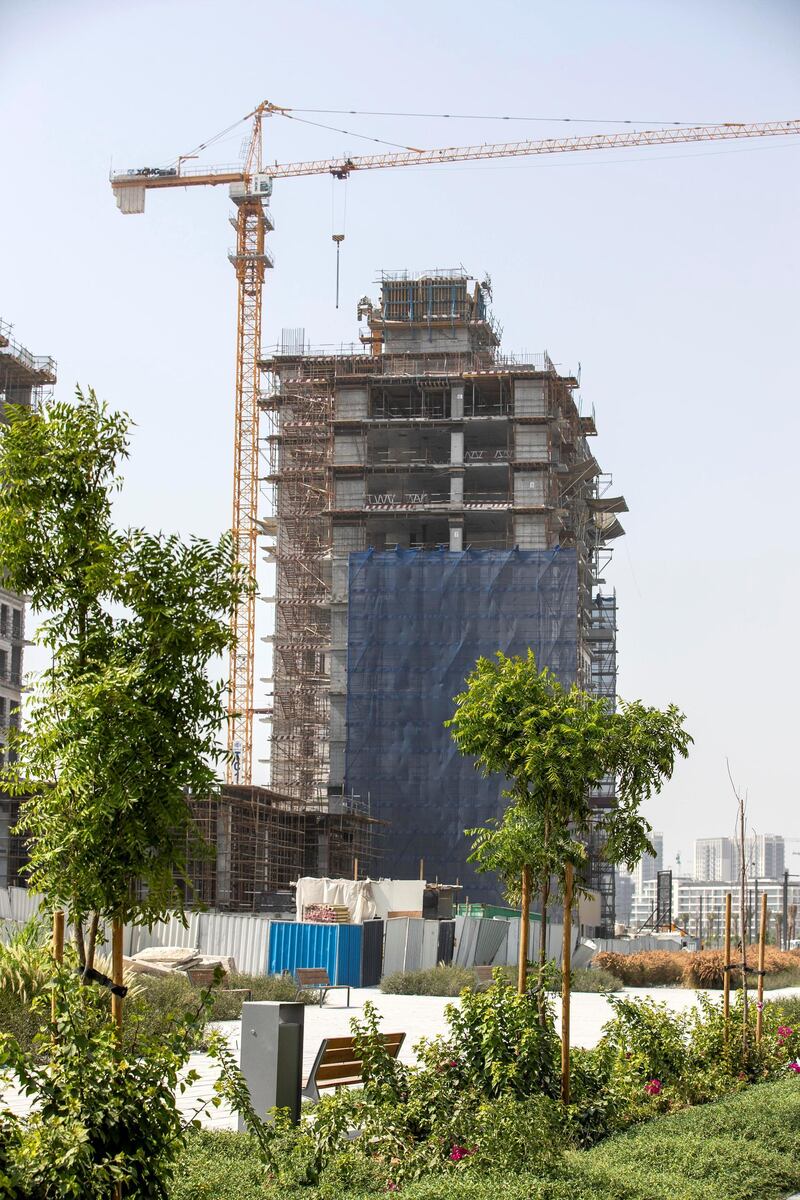 DUBAI, UNITED ARAB EMIRATES. 24 JUNE 2020. STOCK IMAGE. Ongoing construction work in the new Emaar development Dubai Hills. (Photo: Antonie Robertson/The National) Journalist: None. Section: National.