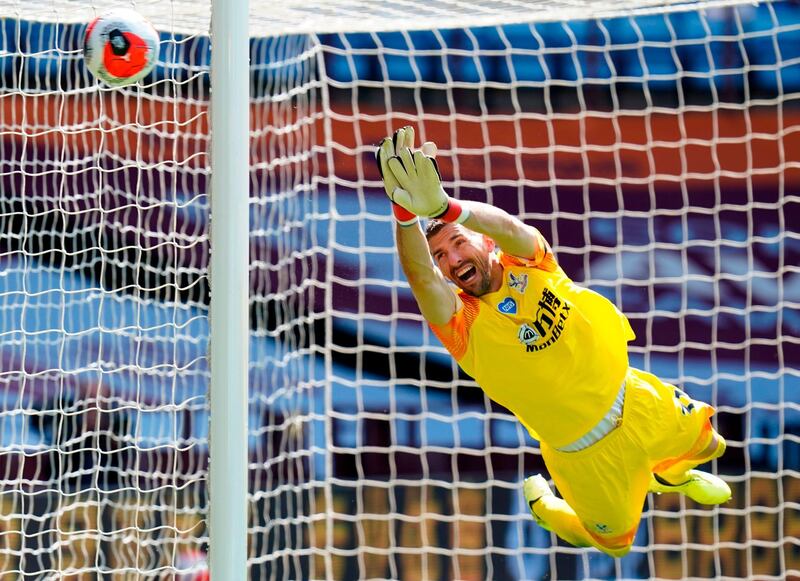 PALACE RATINGS: Vicente Guaita 7: Several excellent stops in second half from Hourihane and Konsa. Spanish goalkeeper kept the score respectable for Palace. AFP