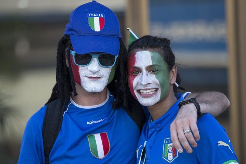 Italy fans shown with their faces painted before their country played England on Saturday at the 2014 World Cup in Manaus. Brazil. Oli Scarff / Getty Images