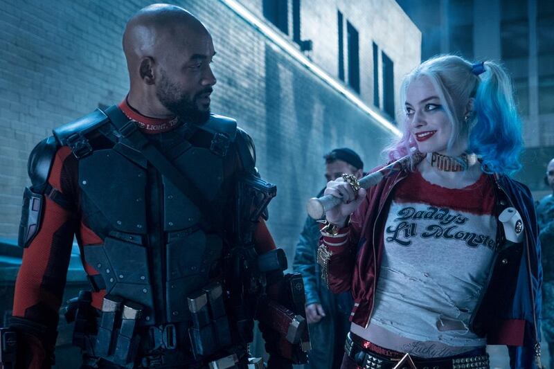 Will Smith as Deadshot and Margot Robbie as Harley Quinn in Suicide Squad. Warner Brothers Entertainment