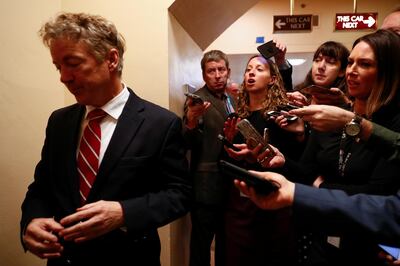 U.S. Senator Rand Paul (R-KY) speaks to reporters ahead of a vote on Capitol Hill in Washington, U.S., December 16, 2019. REUTERS/Tom Brenner