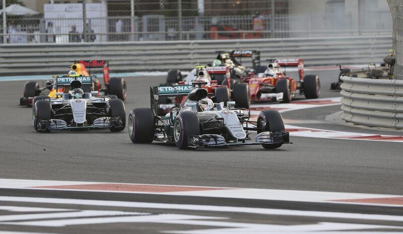 Hamilton leads the race in the early stages of the Abu Dhabi Grand Prix. Kamran Jebreili / AP Photo