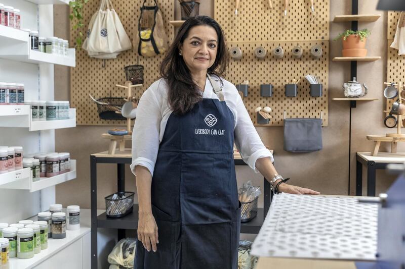 The growing trend of pottery in Dubai, with more studios opening up around the city, we look at what draws people into the craft. Feature on The Mud House located in Al Quoz industrial are in Dubai on June 8th, 2021. Founder and owner Preeti Pawani.
Antonie Robertson / The National.
Reporter: Alexandra Chaves for National