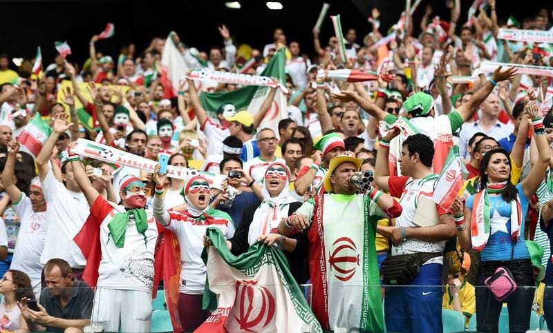 Iran football supporters shown last June at the 2014 World Cup in Brazil. Laurence Griffiths / Getty Images / June 25, 2014