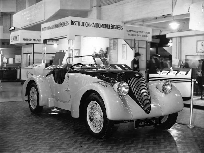 An Aston Martin 2 litre model at the 1938 International Motor Show, London
