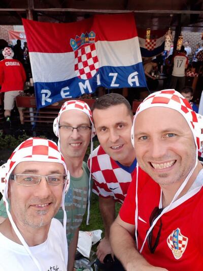 Croatian colleagues from Dubai-based CTBA Construction pictured at the World Cup in Moscow. 