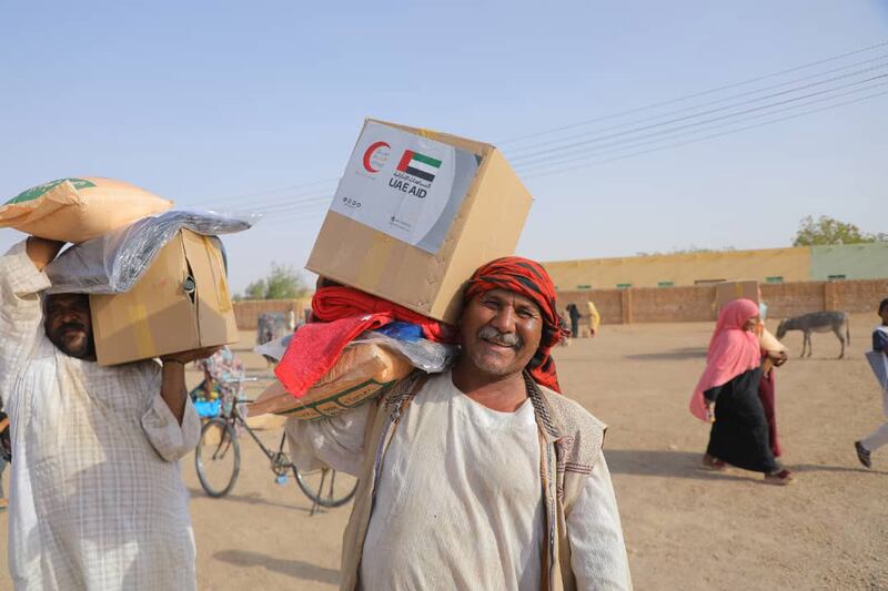 The Emirates Red Crescent has distributed food packages and material for shelters to more than 7,000 villagers in the Dongola district of Sudan. Wam