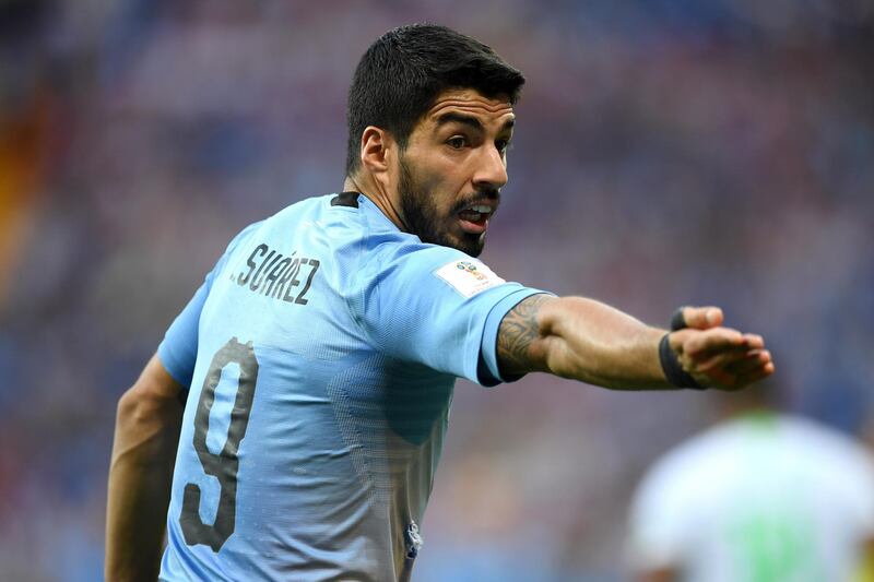 Luis Suarez of Uruguay reacts during the 2018 FIFA World Cup Russia group A match between Uruguay and Saudi Arabia. Matthias Hangst / Getty Images