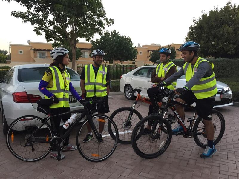 RAK Bank employees take part in The Nationals Cycle to Work day at Silicon Oasis in Dubai. Pawan Singh / The National.