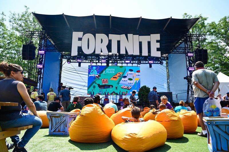 Jul 26, 2019; Flushing, NY, USA; General view of the main stage during the Fortnite World Cup Finals e-sports event at Arthur Ashe Stadium. Mandatory Credit: Catalina Fragoso-USA TODAY Sports