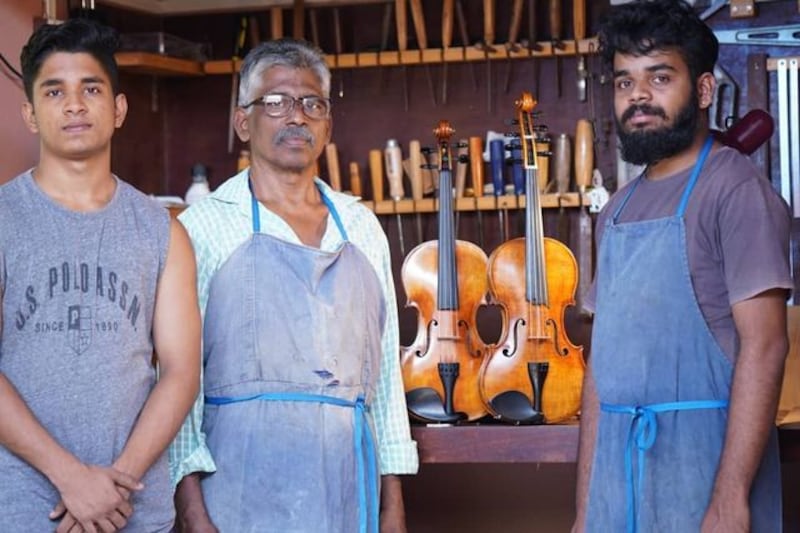 The father and sons team of Fiddle Crafters Luthiers. Left to right: Vijay, ED and Vinay Murali. Photo: Vinay Murali
