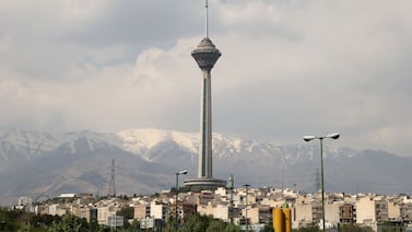 A general view shows the Milad Telecommunications Tower in Iran's capital Tehran on April 19, 2024.  World leaders appealed for calm on April 19 after reported Israeli retaliation against Iran added to months of tense spillover from the war in Gaza, with Iranian state media reporting explosions in the central province of Isfahan.  (Photo by Atta KENARE  /  AFP)