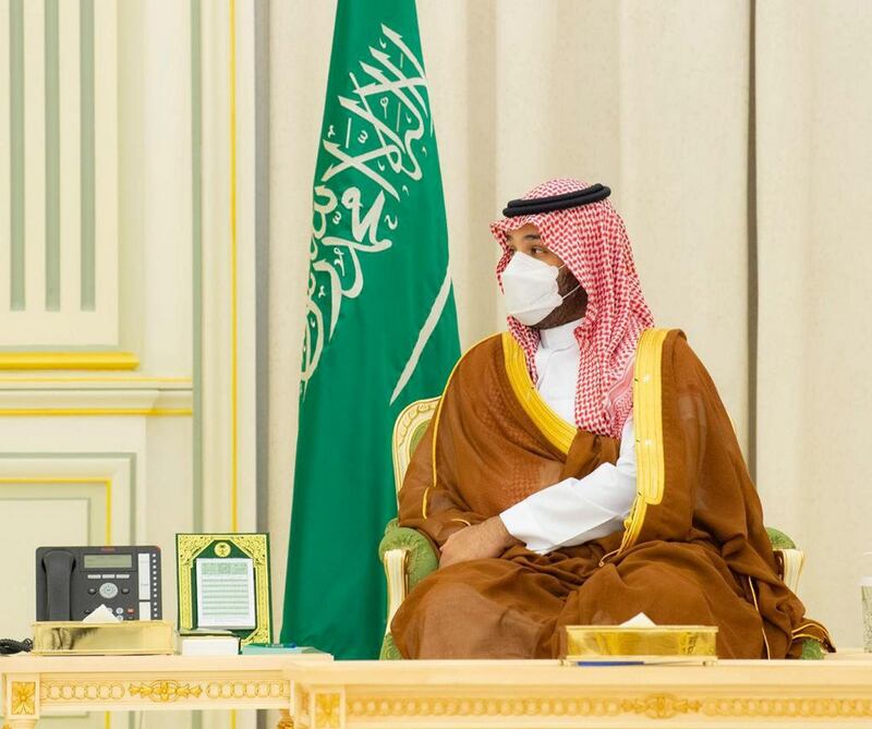 Prince Mohammed meets Mr Al Kadhimi during the Iraqi prime minister's trip to Saudi Arabia. Iraqi Prime Minister Media Office