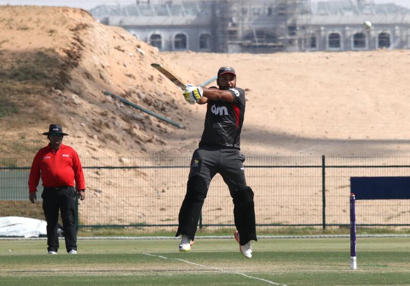 Adnan Mufti scored a maiden List A century to guide UAE to victory over Nepal in the ICC World Cricket League Championship at the Zayed Cricket Stadium on Friday, December 8, 2017. Courtesy Abu Dhabi Cricket.