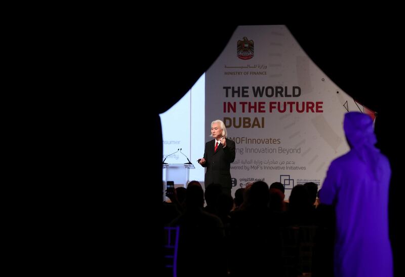 Dubai, United Arab Emirates - February 26, 2019:  Michio Kaku speaks about the world in the future and the role of humanity in the next 30 years at the World in the Future event. Tuesday the 26th of February 2019 at World trade centre, Dubai. Chris Whiteoak / The National