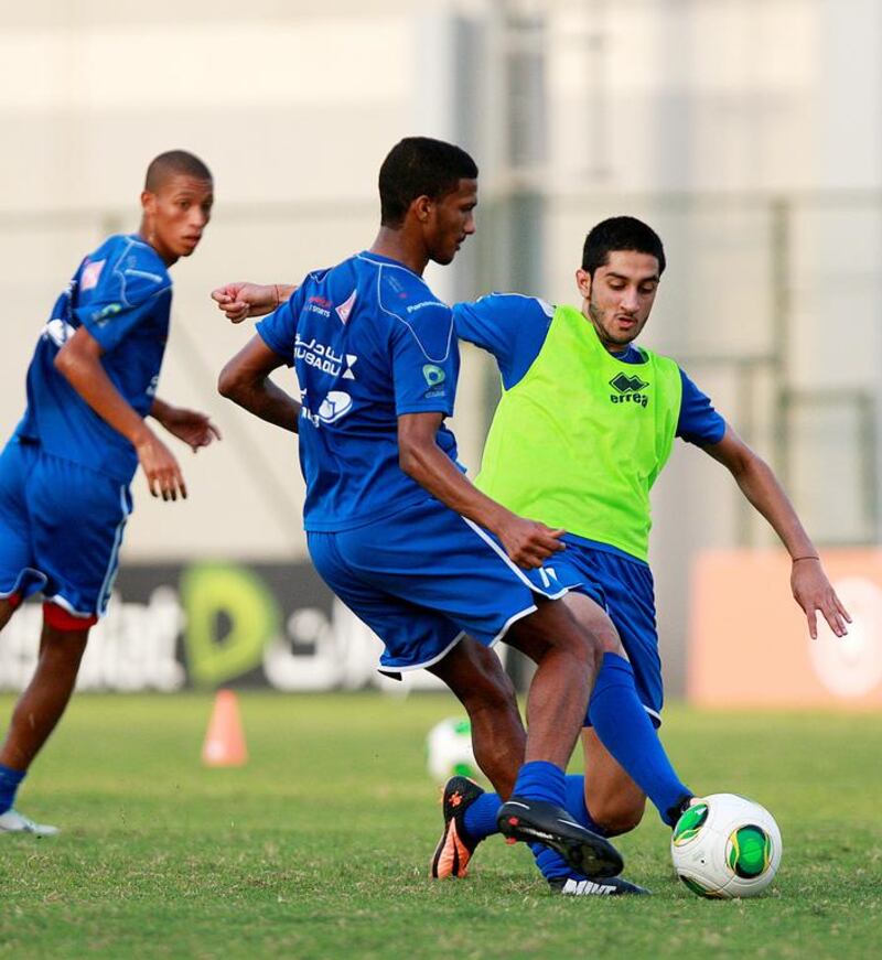 The UAE under 17 team during a training session at the UAEFA pitch in Dubai. Satish Kumar / The National 