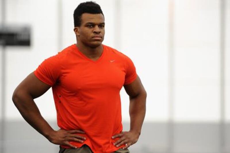 British discus thrower Lawrence Okoye hopes to make the switch to the NFL.