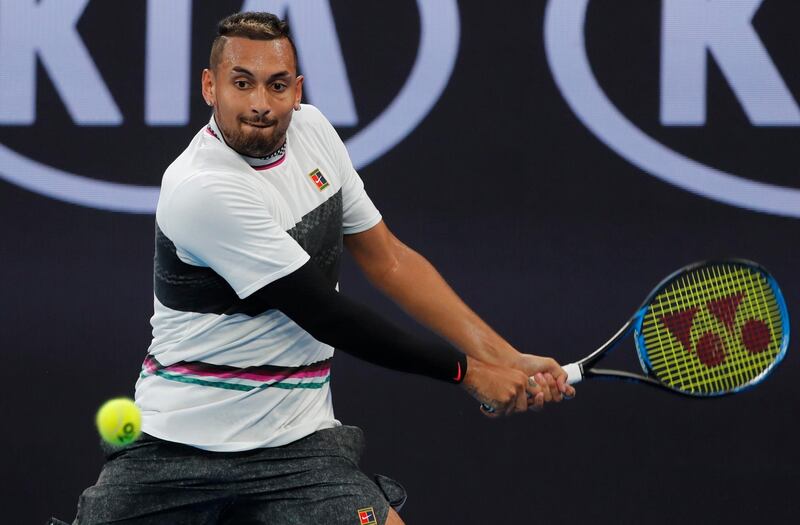 Tennis - Australian Open - First Round - Melbourne Park, Melbourne, Australia, January 15, 2019. Australia’s Nick Kyrgios in action during the match against Canada’s Milos Raonic. REUTERS/Adnan Abidi