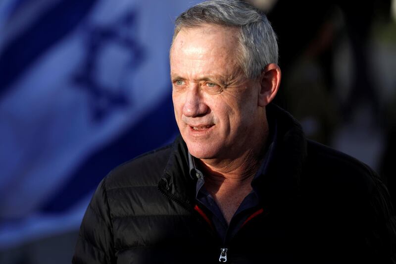 Benny Gantz, a former Israeli armed forces chief and the head of a new political party, Israel Resilience, attends a handover ceremony for the incoming Israeli Chief of Staff Aviv Kohavi, at the Defense ministry in Tel Aviv, Israel January 15, 2019. REUTERS/Amir Cohen