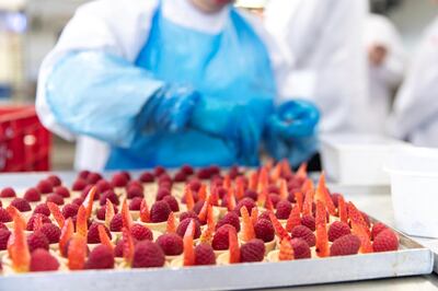 DUBAI, UNITED ARAB EMIRATES - JANUARY 21, 2019.

Strawberry tarts prepared in the pastry kitchen in Emirates Flight Catering.

(Photo by Reem Mohammed/The National)

Reporter: HANEED DAJANI
Section:  NA