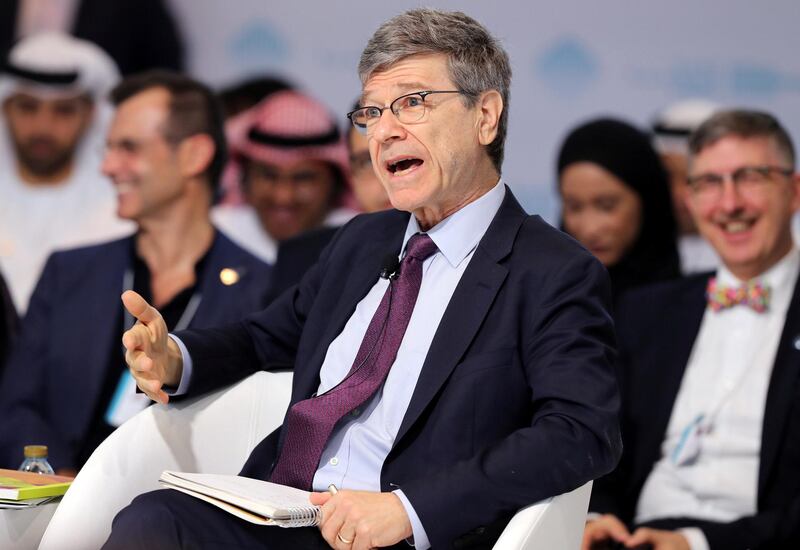 Dubai, United Arab Emirates - February 10, 2019: Jeffrey Sachs, Director, Sustainable Development Solutions Network speaks about Launching the Global Happiness and Wellbeing Policy Report during day 1 at the World Government Summit. Sunday the 10th of February 2019 at Madinat, Dubai. Chris Whiteoak / The National